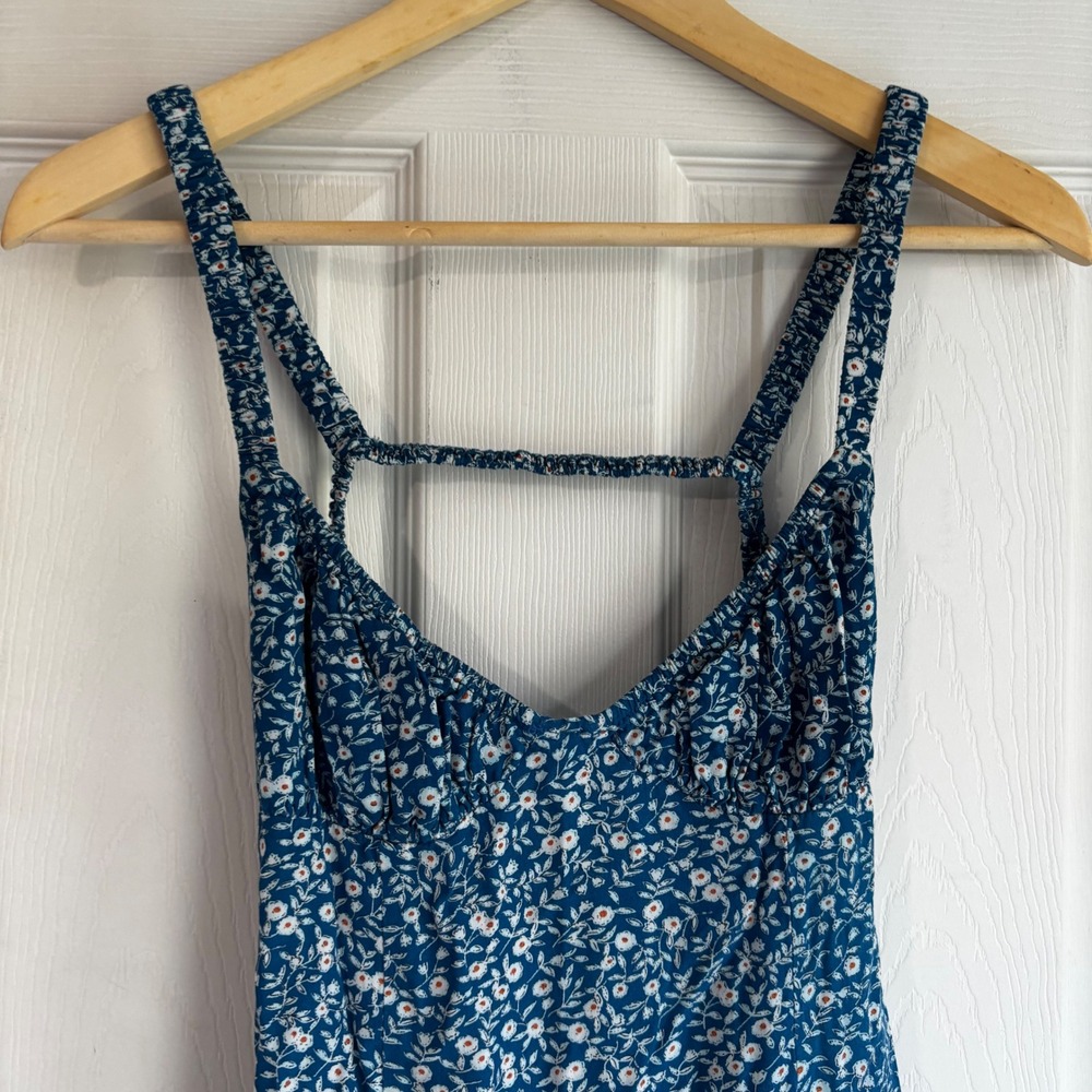 Princess Polly Blue Floral Mini Dress Spaghetti Straps Back Detail‎ - Picture 2 of 5